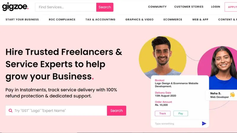 Gigzoe - A full stack marketplace to help MSMEs & consumers book digital business services