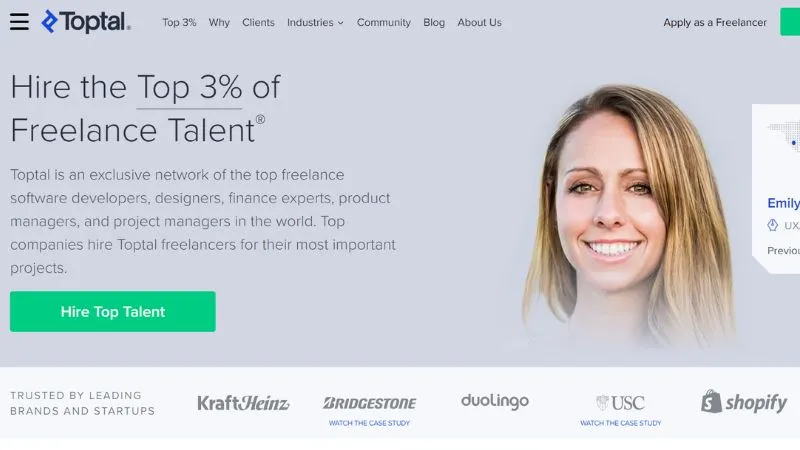 Toptal - A global remote company providing a freelancing platform