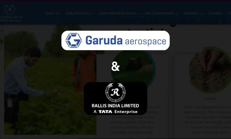 Chennai-based drone manufacturing company Garuda Aerospace has signed a memorandum of understanding (MoU) with Rallis India Limited, a subsidiary of Tata Chemicals and one of the leading players in the agriculture industry.