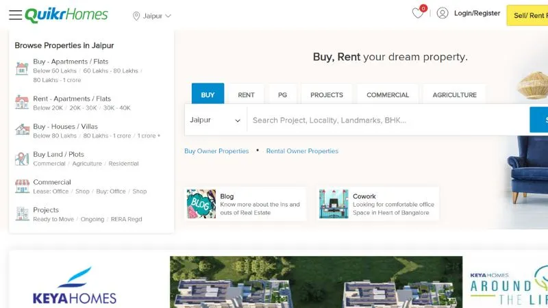 QuikrHomes - Buying and renting property 