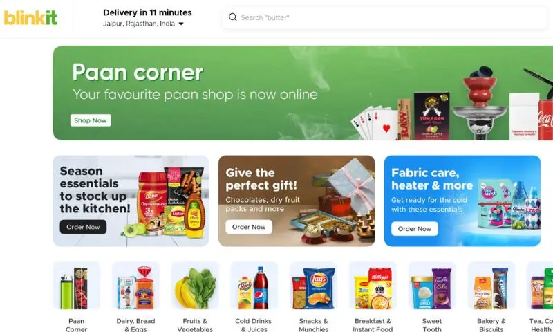 Blinkit formerly Grofers -  An Instant grocery delivery service in India
