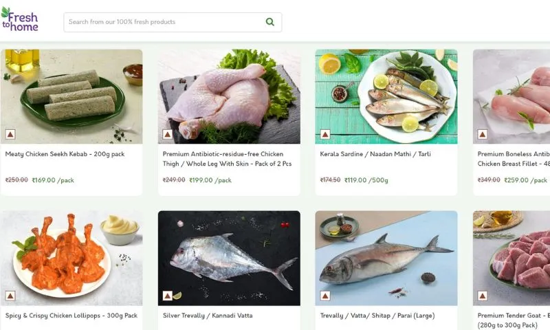 FreshToHome - Online grocery store that specializes in providing fresh meat and fish