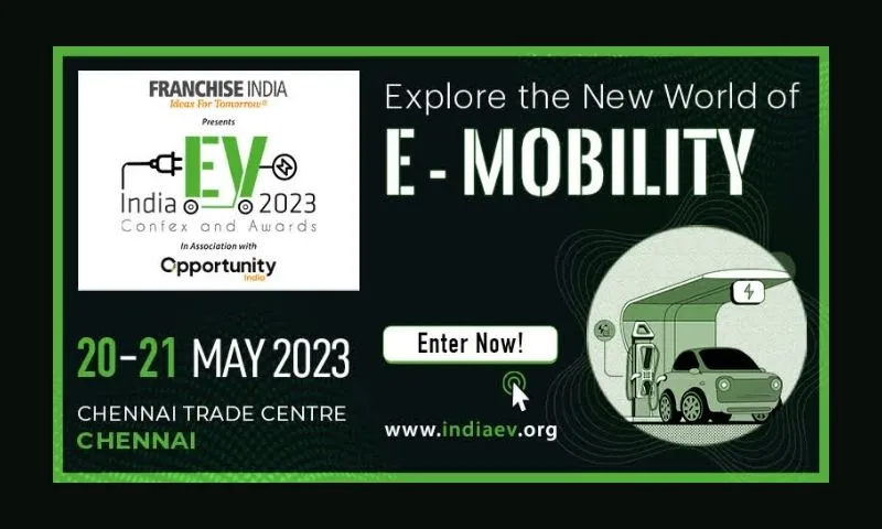 Enter into the 3rd Edition of India’s Largest Electric Vehicle Trade Show - India EV 2023 happening on May 20th & 21st at Chennai Trade Centre, Chennai organized by Franchise India in association with Opportunity India.