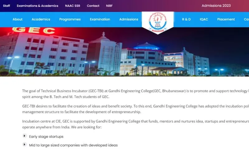 Gandhi Institute of Technology is a technology business incubator located in Odisha. the incubator is established in 2016, to promote innovation and entrepreneurship in the technology sector. the center provides various support to startups to develop and grow their business.