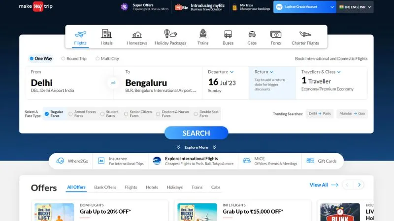 MakeMyTrip - An Indian online travel company