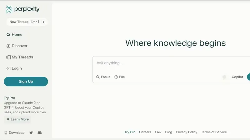 Perplexity - Platform is trained on OpenAI's API