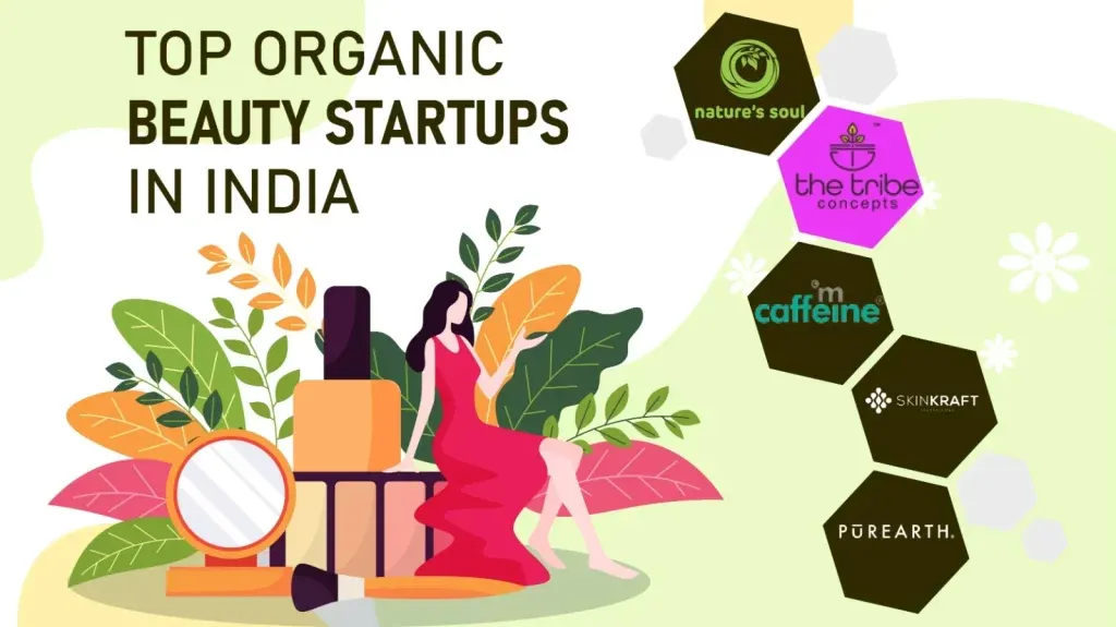 Skincraft, mCaffein, Plum, Purearth, Kama Ayurveda, SoulTree, Pahadi Local, Tribe Concepts, Forest Essentials, and Wild Earth are the Top 10 Organic Beauty Startups in India.