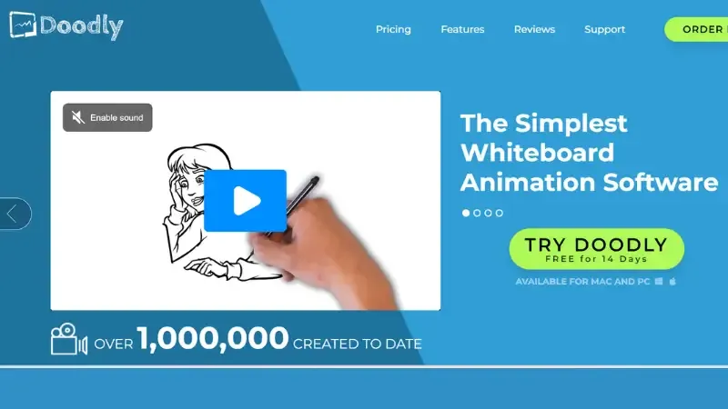 Doodly is one of the best video editing software where users can create whiteboard animation. The software helps users to build whiteboard animations to attract, engage, and convert viewers. 