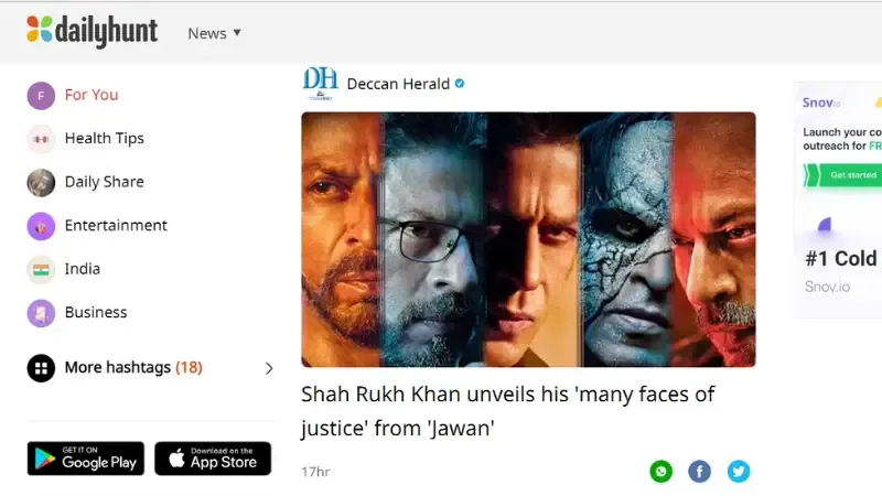 DailyHunt is a Bengaluru-based Platform which provided multi-category news in 2007. It was founded in 2019 by Virendra Gupta. The Platform offers news, ebooks, and videos and various regional languages.
