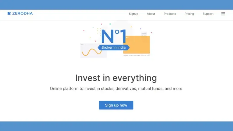 Zerodha is a Bengaluru-based  Fintech platform that helps in investing stocks, derivatives, mutual funds, and other assets. The platform was founded by Nithin Kamath and Nikhil Kamath in 2010. The Platform also provides equity investments, retail & institutional broking, currencies, and commodities trading.