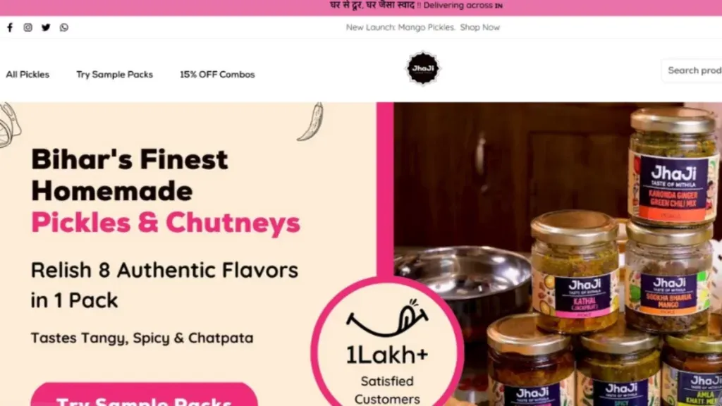 Bihar-based JhaJi Store was founded by two female entrepreneurs named Kalpana Jha and Uma Jha in 2020. TheStarup builds homemade pickles. 