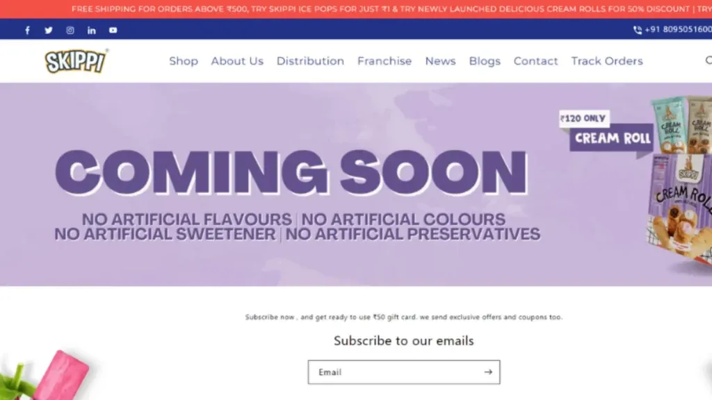 Skippi Ice Pops is a 100% natural Ice Pops founded by Ravi Kabra and Anuja Kabra. Their product is made from natural colors, preservatives, and sweeteners. On Shark Tank India Namita Thapar invested Rs 20 lakhs for 3% equity.