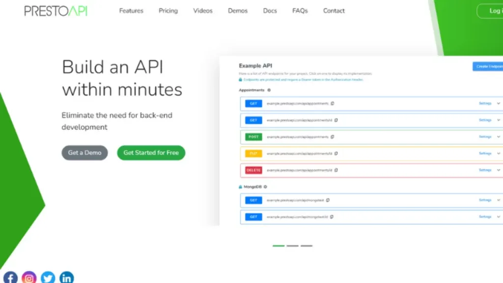 PrestoAPI is one of the powerful cloud-based, no-code platforms which generate REST API’s.