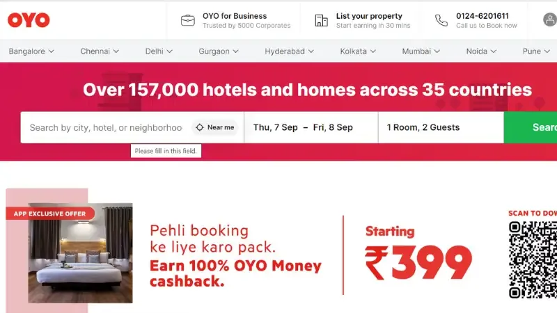 Oyo rooms started operating in India in May 2013 and his currently the market leaders for lodging, hotels and houses. 