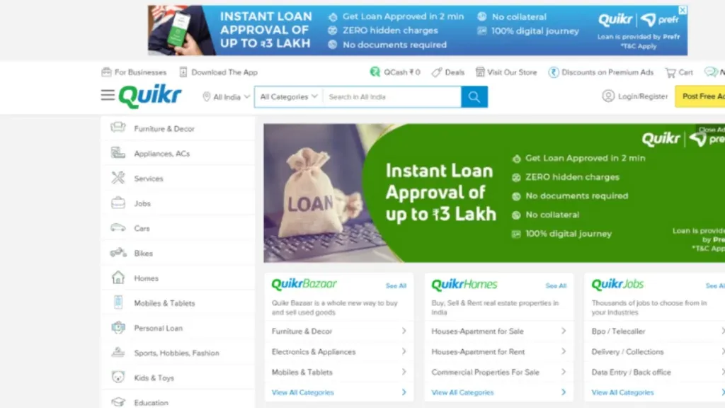Quikr is a Bengaluru-based startup founded in 2008, It is an online marketplace.