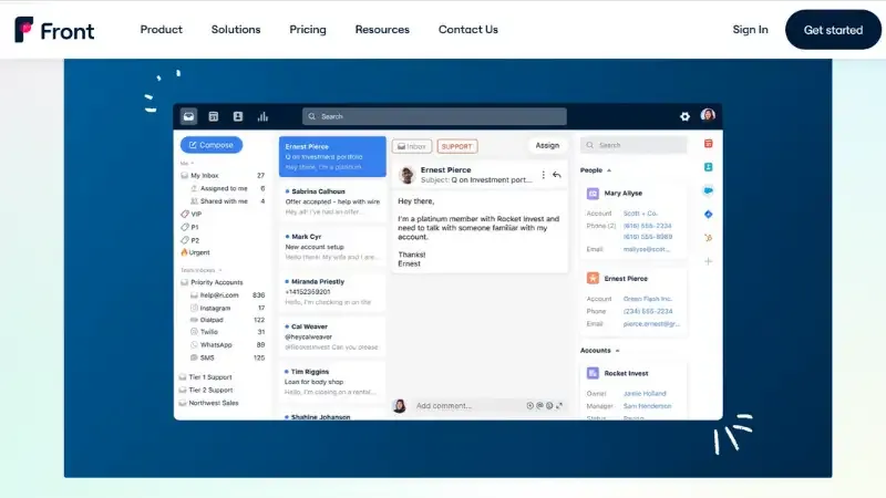 Front - Manages teams and personal emails