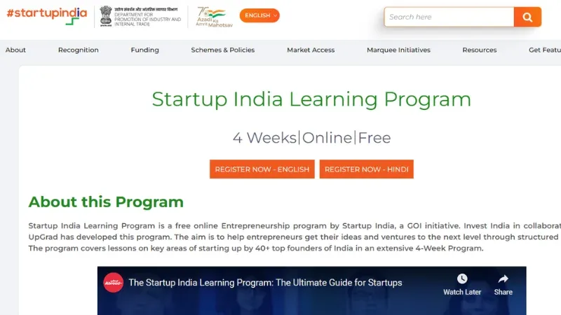 Startup India Learning Program - A GOI initiative free online entrepreneurship program