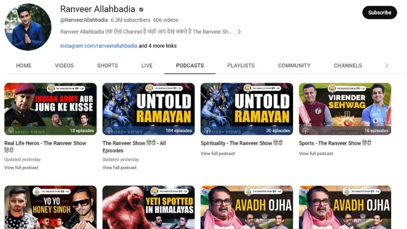 Ranveer Allahbadia - Podcasts for Entrepreneurs in India