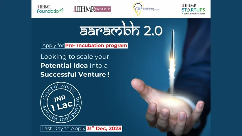 Excellent chance for ambitious entrepreneurs interested in launching a healthcare-related venture. Apply for Aarambh 2.O a pre-incubation program for Idea & and prototype stage startups and get mentorship support from the best industry experts in healthcare.