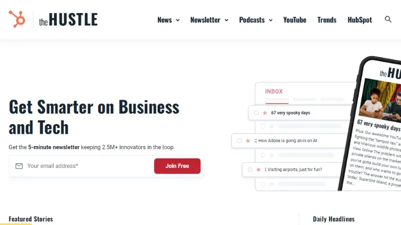 The Hustle - Best Platforms for Newsletter Startup