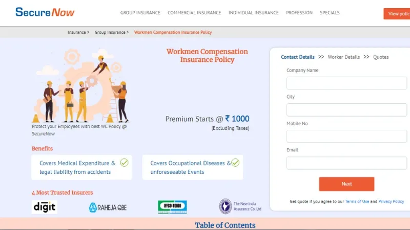 Secure Now - A technology-driven insurance broker providing insurance products