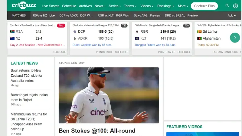 Cricbuzz - An Indian Cricket News Website