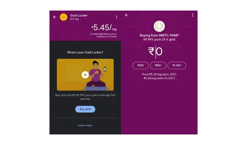 Google Pay digital Gold Investment platform