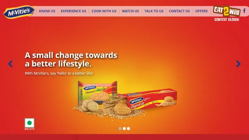 McVitie's most selling biscuit brand names in India