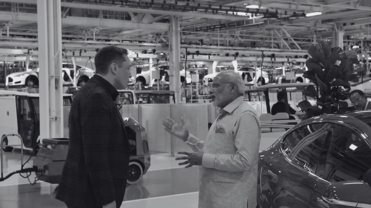 Elon Musk with Indian PM, Narendra modi 