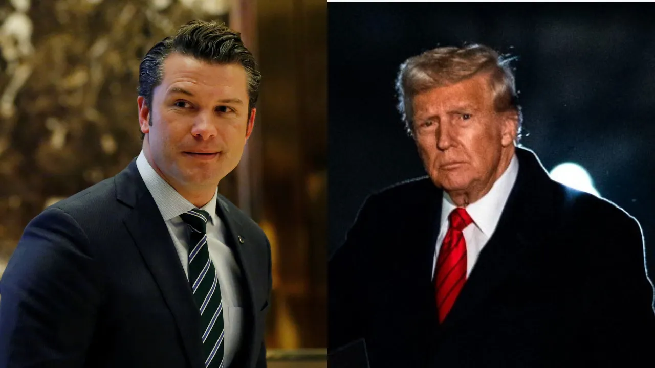  File Photo: Pete Hegseth, Donald Trump Photograph: (Combination created using images from Reuters) 
