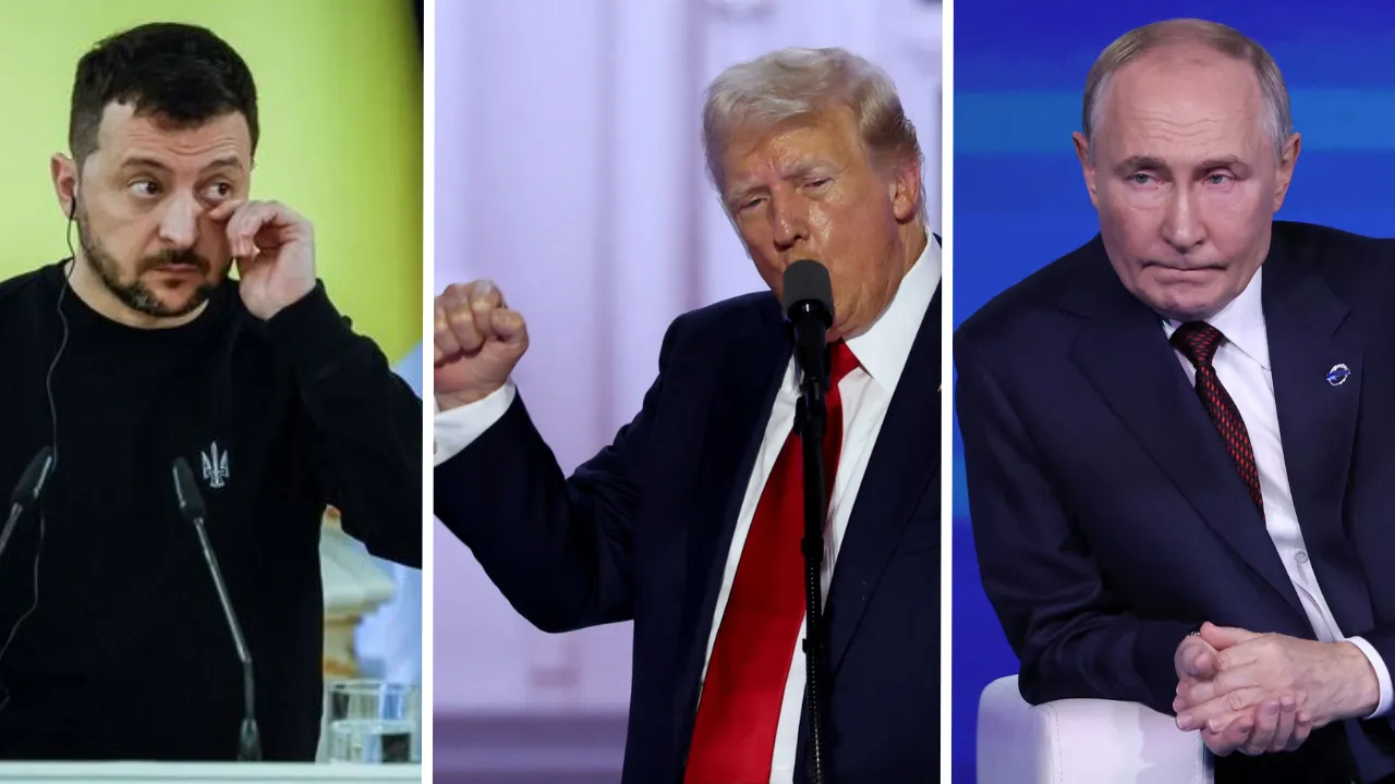  Ukrainian President Volodymyr Zelensky, US President Donald Trump and Russian President Vladimir Putin Photograph: (Reuters) 