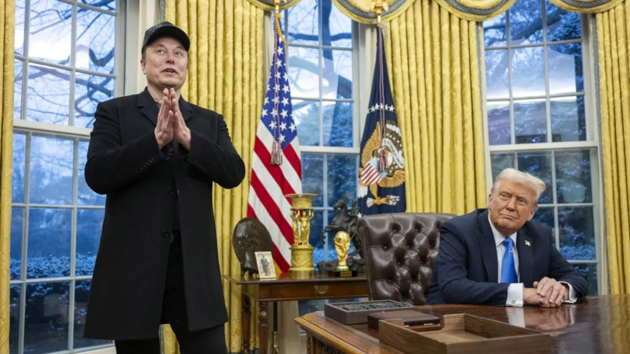  Elon Musk speaks as US President Donald Trump looks on in the Oval Office of the White House in Washington, DC, on February 11, 2025.  Photograph: (AFP) 