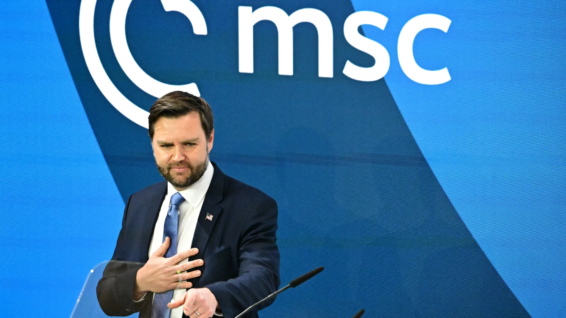  US Vice-President JD Vance on Friday (Feb 14) addressed the Munich Security Conference in Germany.   Photograph: (AFP) 