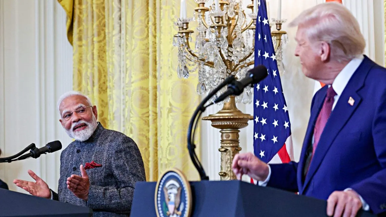  PM Modi and US President Donald Trump deliver a joint press statement Photograph: (ANI) 