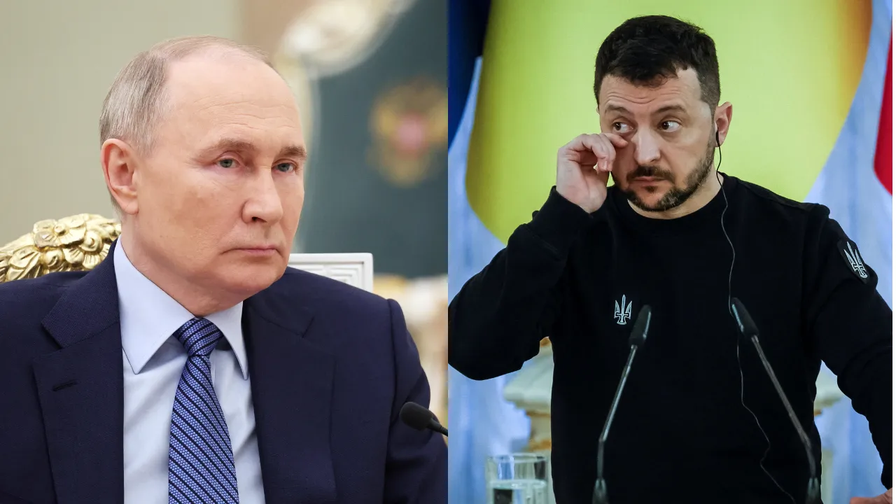  Russian President Vladimir Putin and Ukrainian President Volodymyr Zelensky Photograph: (Reuters) 