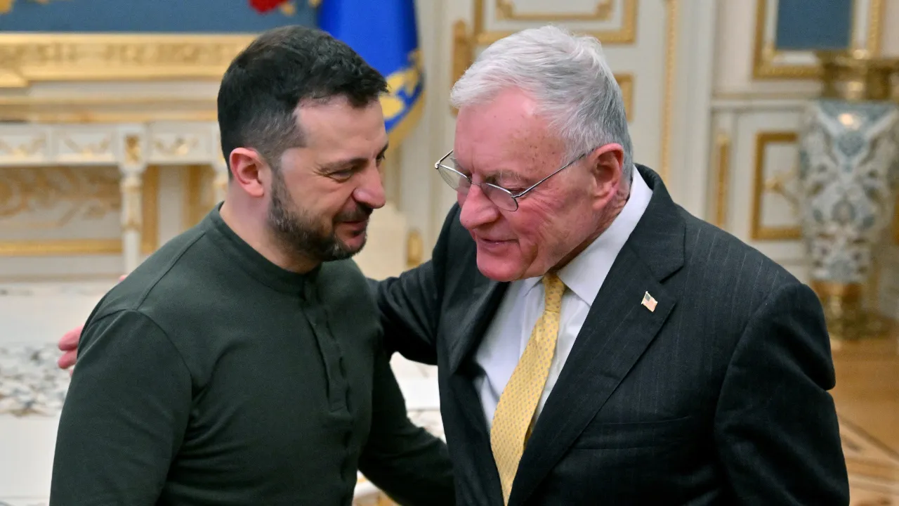  Ukraine's President Volodymyr Zelensky (L) greets US envoy Keith Kellogg at his offices in Kyiv on February 20, 2025, amid the Russian invasion of Ukraine. Photograph: (AFP) 