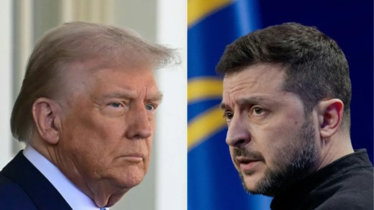  (COMBO) This combination of pictures created on February 25, 2025 shows US President Donald Trump (L) on February 24, 2025, and Ukraine's President Volodymyr Zelensky (R) on February 23, 2025. Photograph: (AFP) 