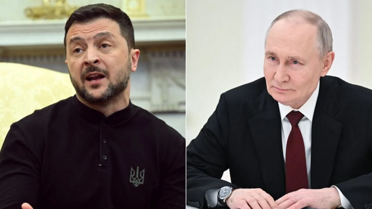  Ukrainian President Volodymyr Zelensky and Russian President Vladimir Putin Photograph: (AFP) 