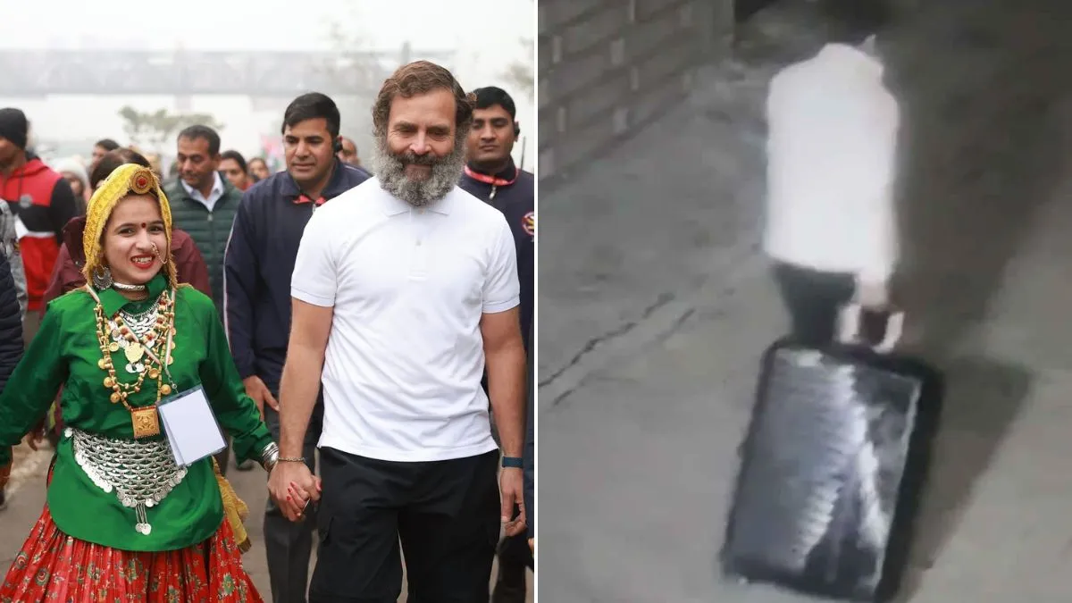  VIDEO: CCTV footage emerges of accused carrying Congress worker Himani Narwal's body stuffed inside suitcase Photograph: (ANI) 