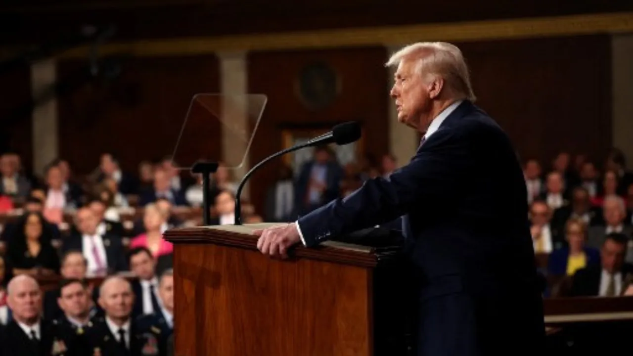  US President Donald Trump speaks during an address to a joint session of Congress at the US Capitol in Washington, DC, on March 4, 2025. Photograph: (AFP) 