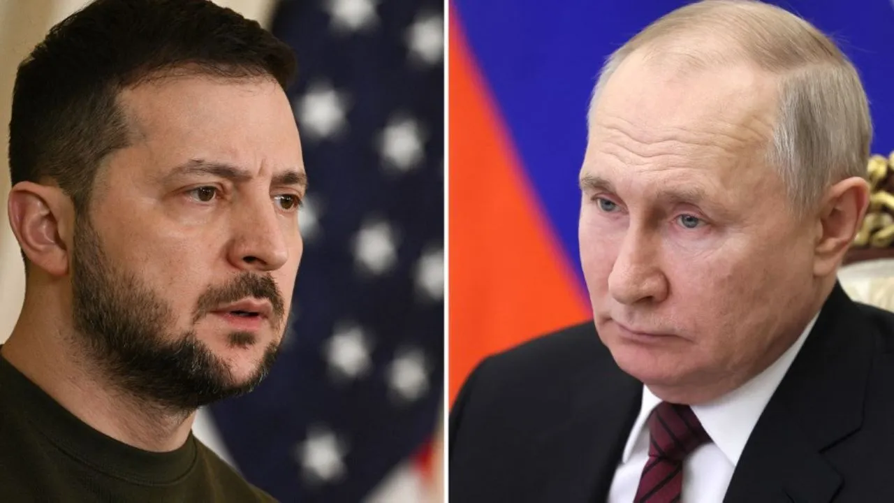  Combination image of Ukrainian President Volodymyr Zelensky and Russian President Vladimir Putin. Photograph: (AFP) 