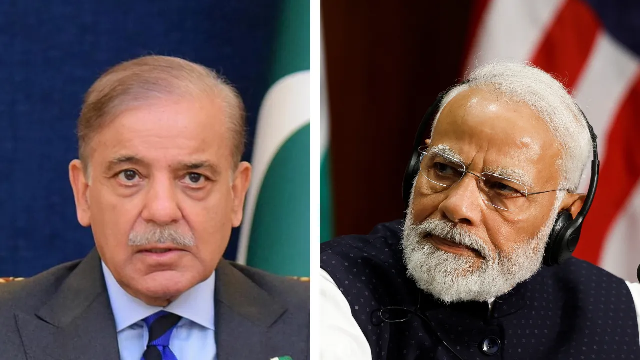 Pakistan Prime Minister Shehbaz Sharif and Indian Prime Minister Narendra Modi Photograph: (Reuters) 