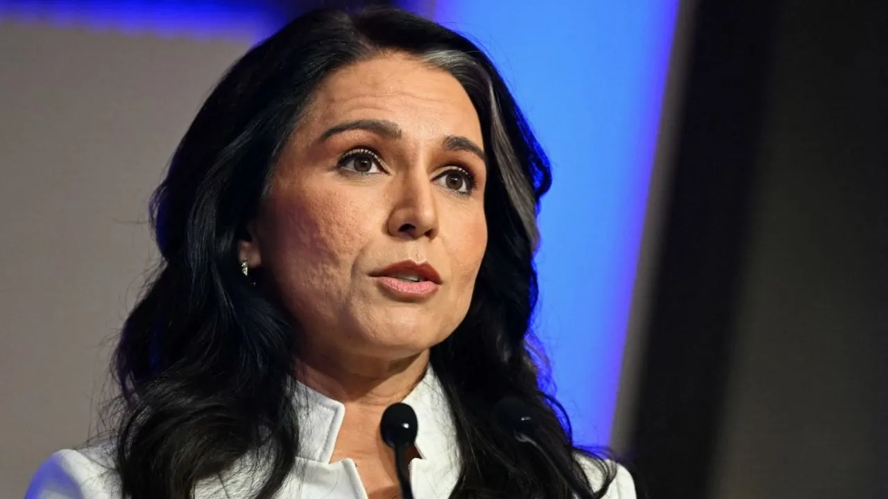  US Director of National Intelligence Tulsi Gabbard speaks during the Raisina Dialogue, a multilateral conference in New Delhi on March 18, 2025. 