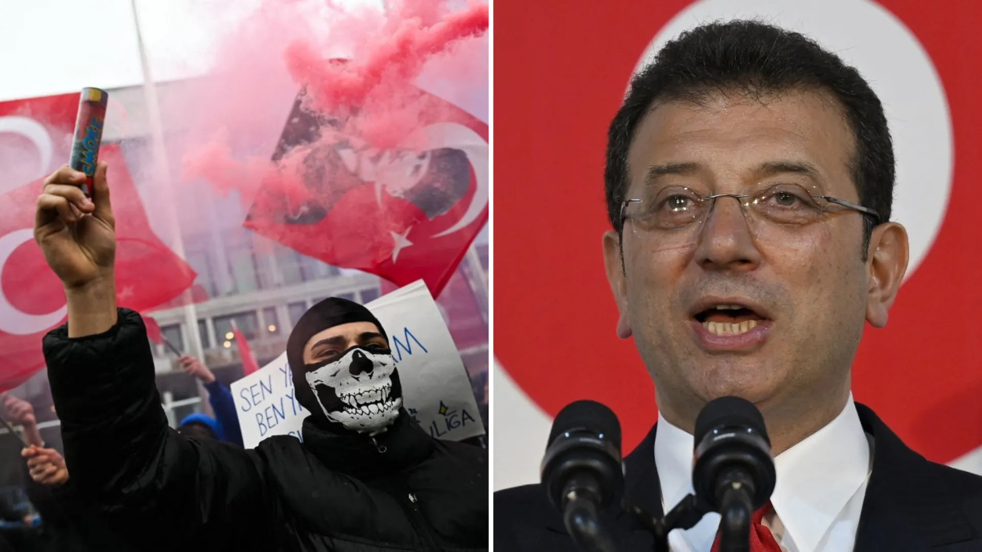  The unrest, described as the most serious in years, began in Istanbul after the detention of Ekrem Imamoglu, and has since spread to over 55 of Turkey’s 81 provinces. Photograph: (AFP) 