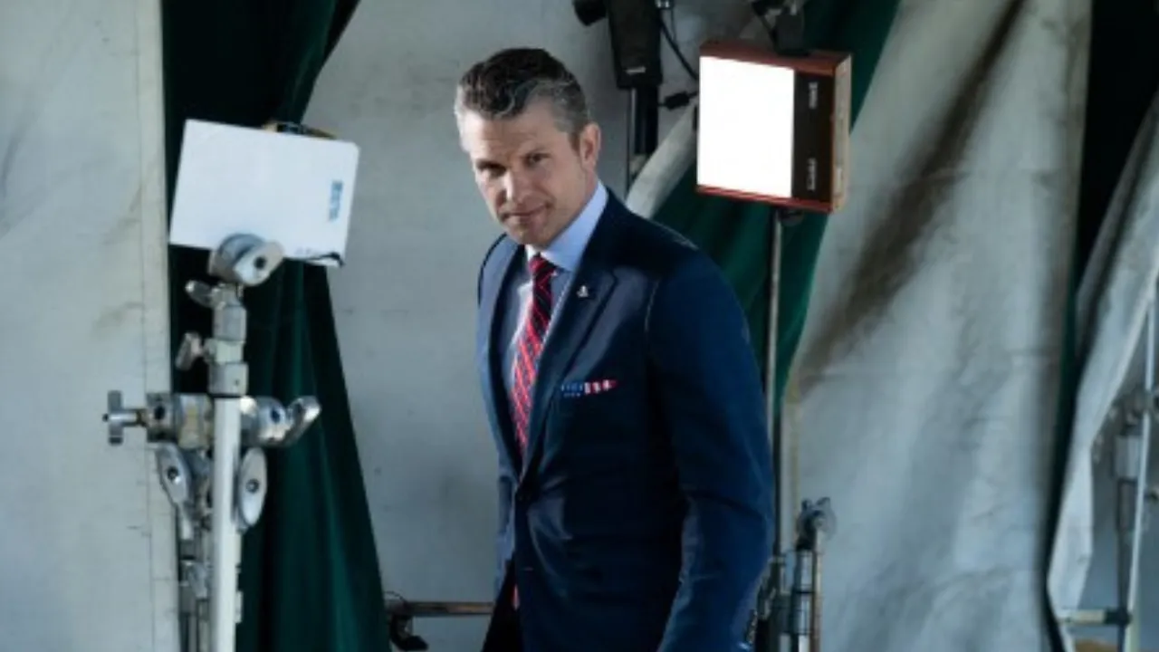  US Defense Secretary Pete Hegseth walks away after being interviewed in front of the White House in Washington, DC, on March 21, 2025.  Photograph: (AFP) 