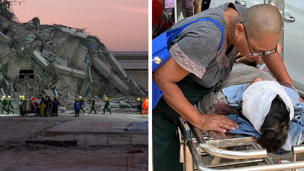  A woman checks on the condition of an earthquake survivor at a hospital in Naypyidaw on March 28, 2025, after an earthquake in central Myanmar. Photograph: (AFP) 