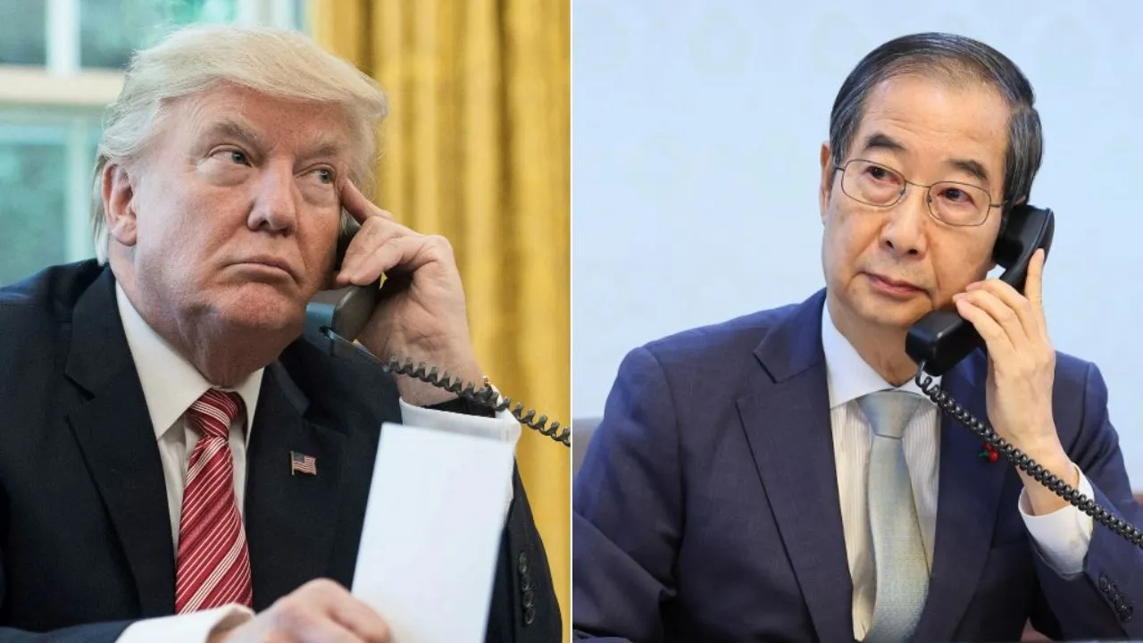  US President Donald Trump and South Korean acting President Han Duck-soo Photograph: (AFP) 