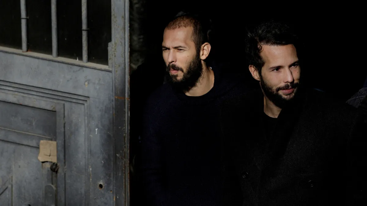  Andrew Tate, 38, and his brother were arrested in Romania three years ago and are now facing trial on charges including rape, trafficking minors, and money laundering, allegations they deny. Photograph: (Reuters) 