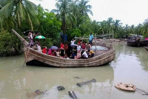 District administration of Bhola shows residents from Dhalchar village being evacuated in a fishing trawler on the island of Bhola as cyclone Amphan barrels towards Bangladesh coast