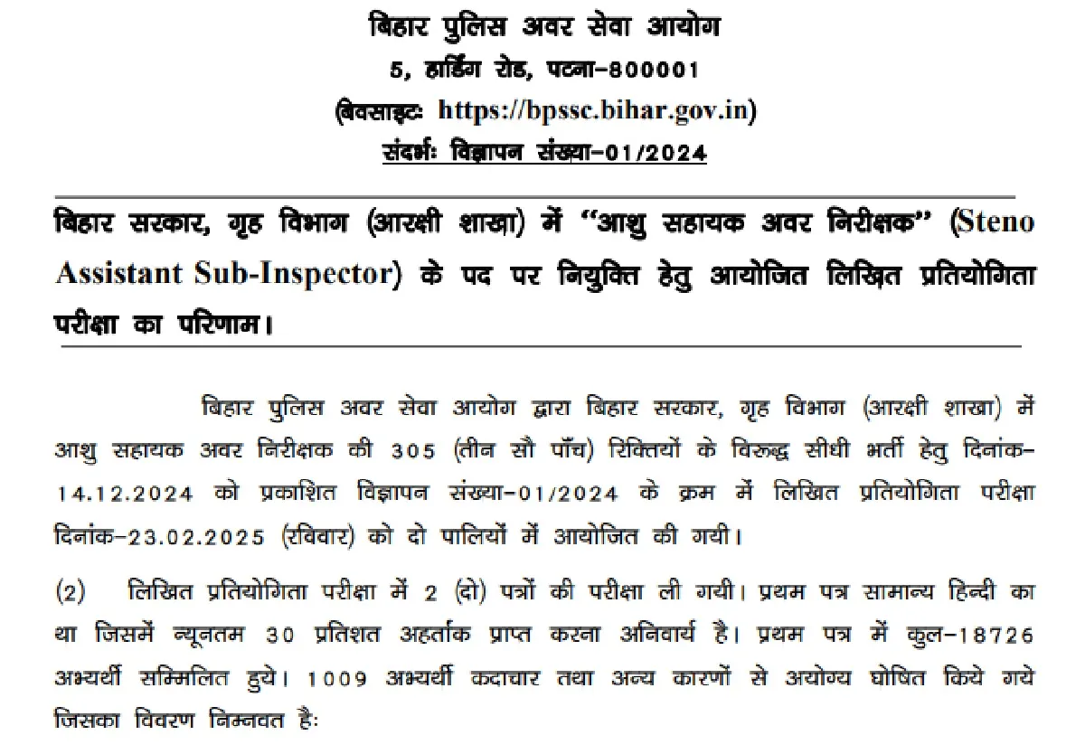 BIHAR POLICE RESULT